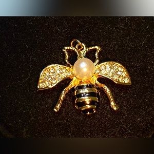 Large pearl bee Pendant rhinestones bee animal jewelry gift woman